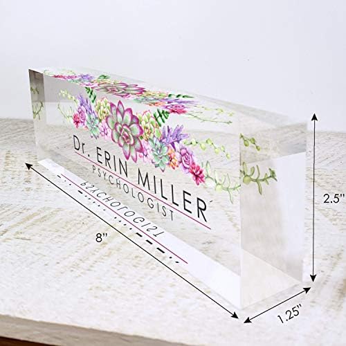 ARTBLOX Personalized Acrylic Desk Name Plate, Succulents Design - Image 3