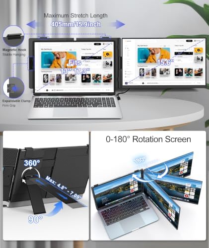 ZUMWALT 15.6" Laptop Screen Extender, 1080P FHD Detachable Monitor Extender - Image 5