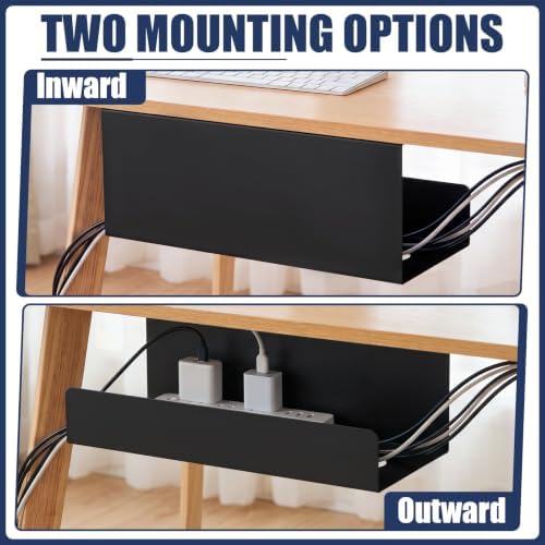 2 Pack Under Desk Cable Management Tray,Hold 11 lbs, 16 x 6 x 6 Inch, Black - Image 6
