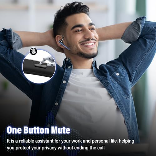 Bluetooth Headset, 90Hrs Bluetooth 5.3 Earpiece, APTX HD Audio, Mute Button - Image 5