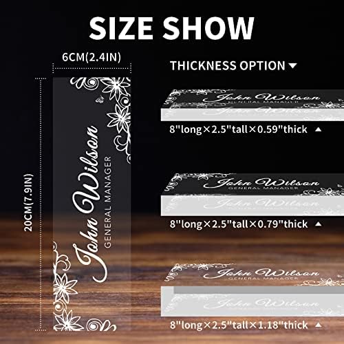 Personalized Desk Name Plate, Custom Acrylic Glass Name Plates for Desks, Office Desk Decor Nameplate, Desk Accessories, Teacher Boss Coworkers Employee Appreciation Gift (Engraved Flower 3) - Image 4