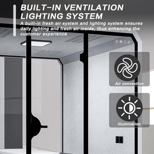 Office Pod Booth with Audio Privacy - Portable Sound Booth Includes Diamond Shaped Frame Design,Separate Room with Light,Fans, USB Port for Antrum Mastoideum Conference Room(85.51IN) - Image 5