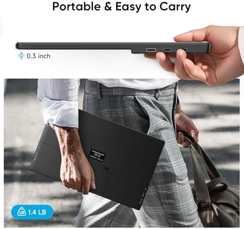 Dopesplay 15.6" Travel Portable Monitor with Kickstand & Sleeve, Black - Image 2