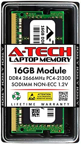 A-Tech DDR4 RAM 16GB 2666MHz PC4-21300 SODIMM Laptop Memory by A-TechComponents