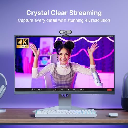 NexiGo N660P Pro 4K Webcam with Distortion-Free Lens, 1080p 60 fps Autofocus USB Streaming Camera, 3DNR, Noise-Canceling Mics & Privacy Cover, Web Cam for Gaming/Live Streaming/PC/Mac/Switch 2, Black - Image 2