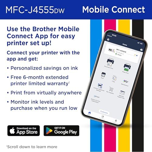 Brother INKvestment 4555 Wireless Color Inkjet All-in-One Printer with 2.7” Color Touchscreen and 2 Paper Trays | Includes Refresh Subscription Trial(1) (MFC-J4555DW) - Image 6