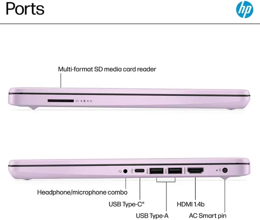 HP 14" Business Laptop Computer with Microsoft Office 365, 4-Core Intel Processor, 128GB Storage, 4GB RAM, Windows 11, SageNova Earphones, Honey Lavender - Image 7
