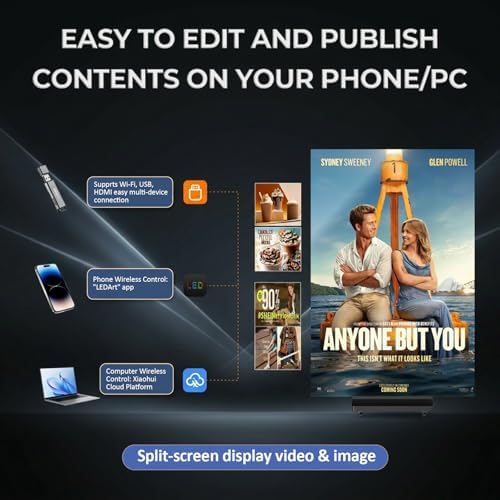 90 inch LED Digital Signage, P1.86 Tri-Fold Dual-Sided Foldable LED Poster Screen with Flight Case, GOB Commercial Advertising Display Screen Kiosk, WiFi/USB/HDMI, for Store, Rentals, Events - Image 6