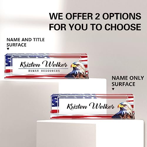 Name Plate for Desk, Desk Name Plate Personalized, Office Decor for Women Men, Acrylic Desktop Accessories, Office Appreciation Gifts for Boss Social Workers Teacher Employee Nurse (Flag B) - Image 2