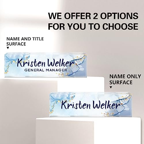 Name Plate for Desk, Desk Name Plate Personalized, Office Decor for Women Men, Acrylic Desktop Accessories, Office Appreciation Gifts for Boss Social Workers Nurse Teacher Employee (Blue/White) - Image 2