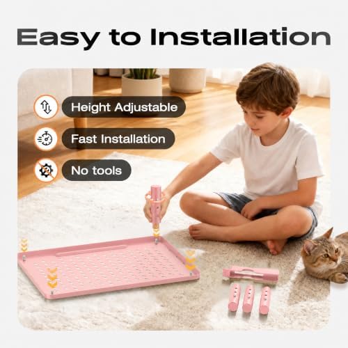 Computer Monitor Stand Riser for Desk, 3 Height Adjustable PC Laptop TV Desktop Monitor Stand Shelf, Metal Printer Table with Phone Holder, Stand Riser for Desk, Office Desk Organizers and Accessories, Pink 2 Pack - Image 7