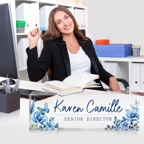 Custom Office Name Plate for Desk - Name Plate Personalized Gifts for Coworkers, Boss, Teacher, Social Worker - Acrylic Office Desk Decor for Women Men - Employee Appreciation Gifts (blue) - Image 5