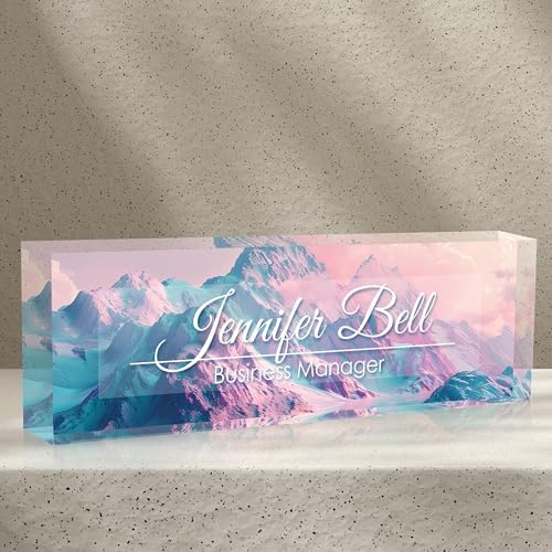 Personalized Name Plates for Office - Gifts for Teacher, Boss, Employee Appreciation - Office Desk Decor (Fancy Pink) by AZUFEMOS