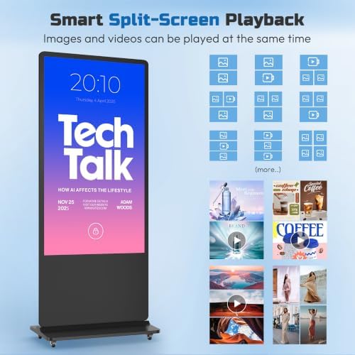 HARZHI 32 Inch Digital Signage Kiosk, 2K Touchscreen Floor Standing Advertising Display with IPS LCD Screen, Android OS and Auto Media Player - Image 6