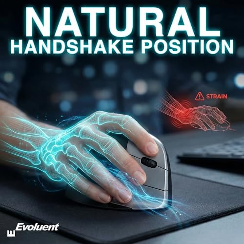 Evoluent – The World's Original Vertical Mouse – VMC Classic Wireless USB/Bluetooth Ergonomic Mouse Right Hand M-L, Sculpted Comfort, 4 Speeds, Non-Programmable Copy & Paste Buttons - Image 2