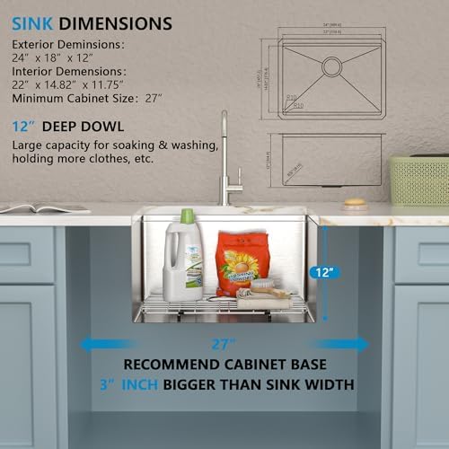 24"x18" Undermount Laundry Utility Sink Workstation - Image 5