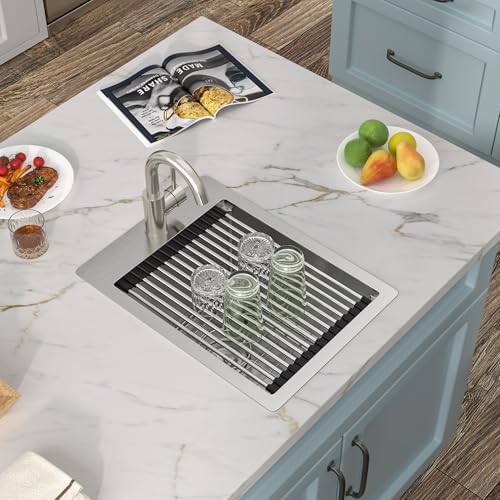 14"x19" Bar Prep Sink Drop In Workstation with Faucet Combo - Image 3