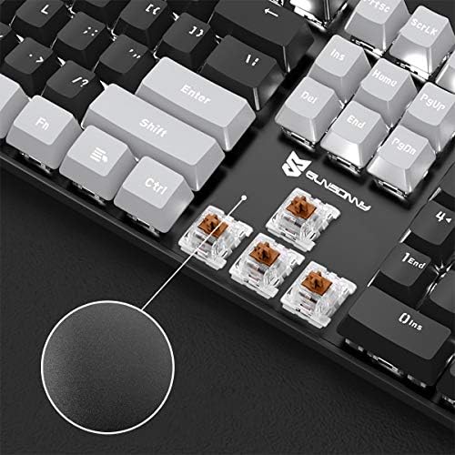 Merdia 104 Keys Full Size Mechanical PC Gaming Keyboard | Hot Swappable LED Backlit Light Up Wired Mechanical Computer Keyboards | Brown Switch US Layout Black & Grey Keycaps Keyboard for Gaming - Image 2