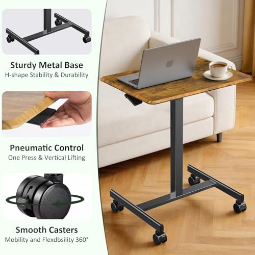 Mobile Standing Desk with Wheels, Small Rolling Desk Adjustable Height - Image 3