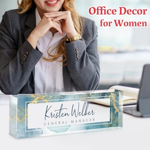 Custom Office Name Plate for Desk - Desk Name Plate Personalized Gifts for Coworkers, Boss, Employees, Teacher, Nurse - Office Desk Decor for Women Men - Employee Appreciation Gifts (Green Marble) - Image 4