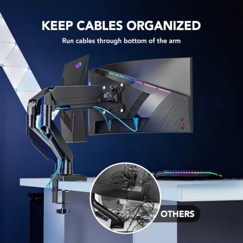 Dual Monitor Stand, Adjustable Monitor Desk Mount for 17″–32″ Computer Screens, Full Motion VESA 75x75/100x100 with C-Clamp & Grommet Aluminum Base, Each Arm Holds 4.4 to 20 lbs AX09DB201 - Image 6