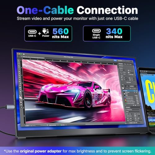 VisionOwl Portable Monitor 19 Inch 4K UHD 144Hz 560 nits 125% sRGB Second Screen, USB-C HDMI HDR Travel Monitor for Laptop PC MacBook PS5 Xbox, VESA Mountable, with Speakers, Built-in Kickstand - Image 4