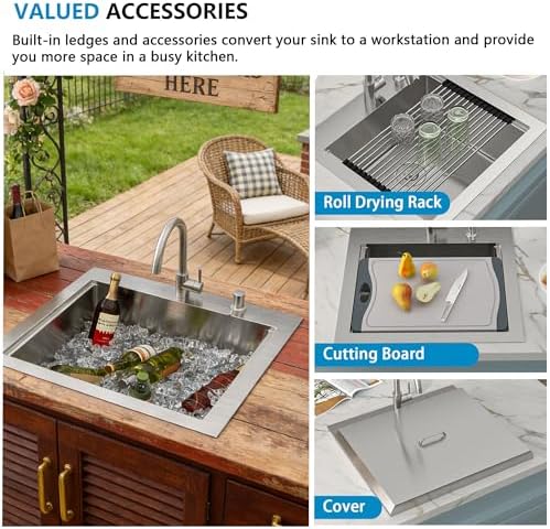 21"x20" Outdoor Drop-In Workstation Sink - Image 6