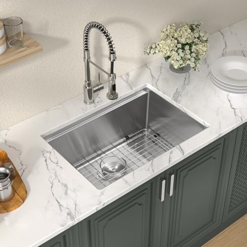 Lordear 26 Undermount Kitchen Sink Workstation 26x19 Stainless Steel Sinks 16 Gauge Deep Single Bowl Under Counter Kitchen Sink Basin with Cutting Board - Image 3