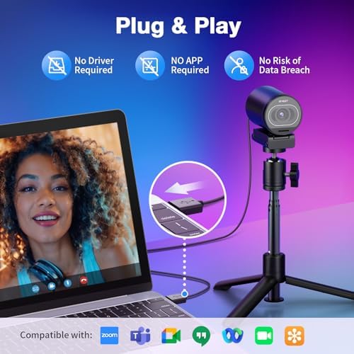 EMEET S600 4K Webcam with Tripod for Streaming, Sony 1/2.55'' Sensor - Image 3