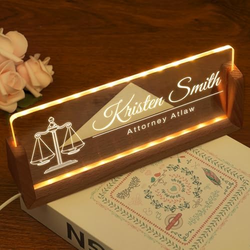 Custom Light Up Name Plate for Desk, Desk Name Plate Personalized with Logo, Employee Appreciation Gift, Personalized Office Gifts for Boss Coworkers Teacher, Office Decor for Women Men (Lawyer Styles) - Image 6