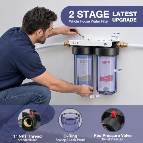 SimPure Whole House Water Filter System 2-Stage Clear 10" *4.5" KDF - Image 4