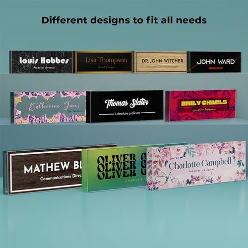 EGD Thick Clear Acrylic Desk Name Plate Personalized I Office Desk Accessories I Custom Name Plate with Multiple Design Options (10 x 3.5 Inch) (5. 1/2" Thick Clear Acrylic Color) - Image 4