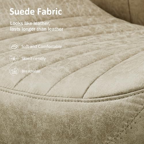 High Back Home Office Chair, Mid Century Vintage Executive Chair,Comfy Ergonomic Rolling Office Task Chair with Lumbar Support, Faux Leather Office Chair,Beige - Image 6
