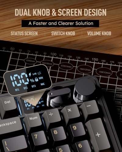 RK ROYAL KLUDGE M100 Wireless Mechanical Keyboard with Screen & Knob, Black - Image 3
