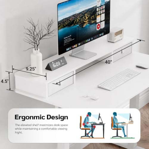 40" x 24" Electric Standing Desk with Dual Drawers, White - Image 5
