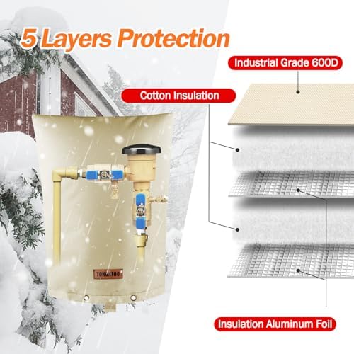 TOHONFOO Backflow Preventer Cover, Pipe Freeze Insulation, 10"Wx20"H, Beige - Image 5