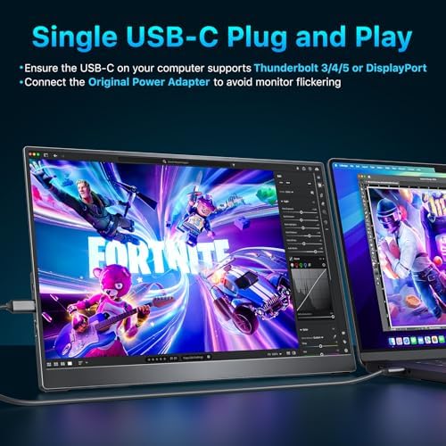 cocopar Portable Monitor 16 Inch 2.5K QHD 110% sRGB 144Hz USB-C, 120Hz HDMI, Travel Monitor with Speaker Second Screen for Laptop MacBook Surface PC Xbox PS4/5, VESA Mountable, with Kickstand - Image 2
