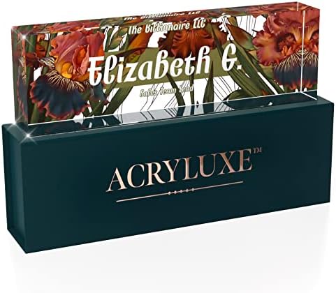Desk Name Plate Personalized, Custom Name Plates, 2½/x8 Inches, Thick Crystal-Clear Acrylic, Gift Box, Office Desk Decor. USA Made by ACRYLUXE (Iris) - Image 7