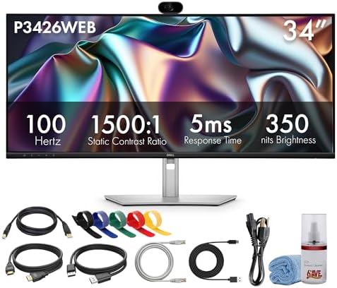 Dell P3426WEB 34" WQHD 100Hz Monitor Bundle by Dell