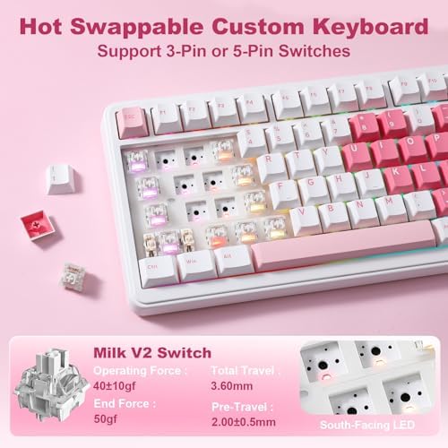 YUNZII B75 PRO MAX 75% Mechanical Keyboard (White Heart,Milk Switch) - Image 5
