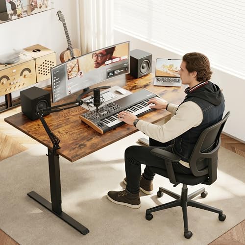 Agilestic 55*28 Inch Height Adjustable Electric Standing Desk, Rustic Brown - Image 2