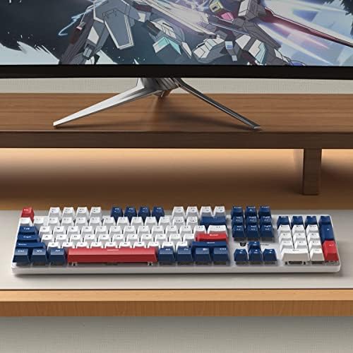 104 Keys Full Size Mechanical Gaming Keyboard | Blue Switch Blue/White/Red Combo Color Computer Keyboards | Hot Swappable US Layout Wired Mechanical PC Gaming Keyboard | Light Up Wired Keyboards - Image 6