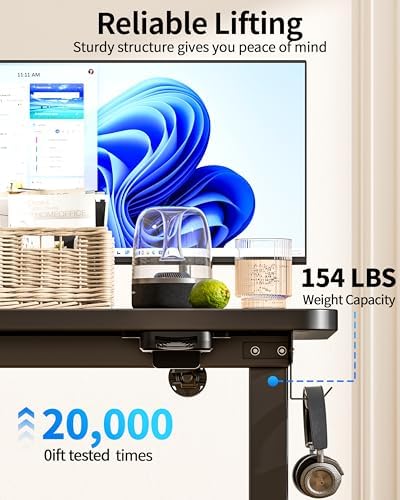 Okin Electric Standing Desk 31.5x19.7 Inches Small Computer Desk-Whole Piece Stand up Desk with Wheels Gaming Rolling Home Office Desks, Black - Image 5