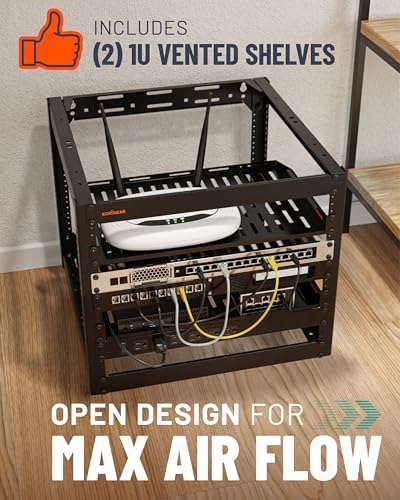 ECHOGEAR 10U Open Frame Rack w/Optimal Air Flow, DIY Assembly, 20.4” Depth - Image 5