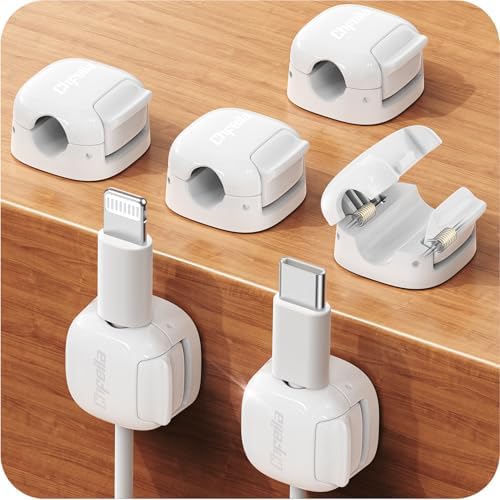 6Pack Cord Organizer, Spring Cable Clips [1s Lock] Cord Holder for Nightstand Car Home Office Desk Accessories Cubicle Decor for Women Men Guys Girls College Dorm Room Essentials Cute School Supplies by Chfeila