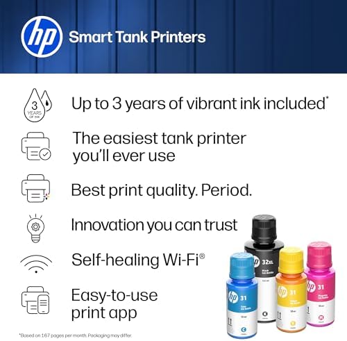 HP Smart Tank 5003 Wireless All-in-One Ink Tank Printer, Scanner, Copier with up to 3 Years of Ink Included, Best-for-Home, Cartridge-Free Refillable, AI-Capable (9B2D3A) - Image 2