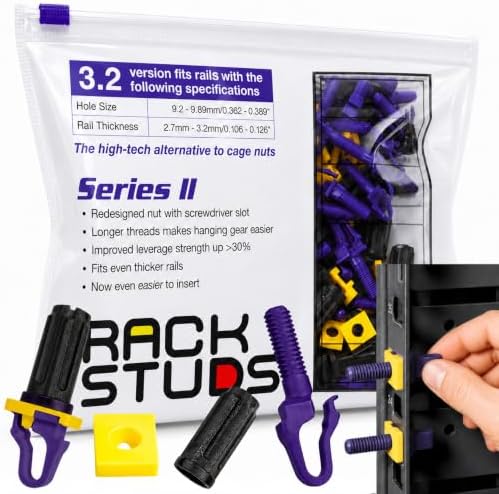 Rackstuds P100 Series II - Server Rack Screws 100-Pack | Cage Nut Replacement Purple 3.2mm/0.126" | A Faster, Easier Solution for Rack mounting Gear in 19" Racks with Square Punched Vertical Rails by Rackstuds