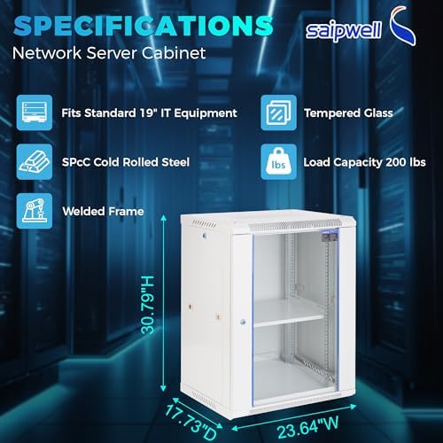 15U Wall Mount Server Rack 450mm Deep Network Cabinet, Lockable - Image 2
