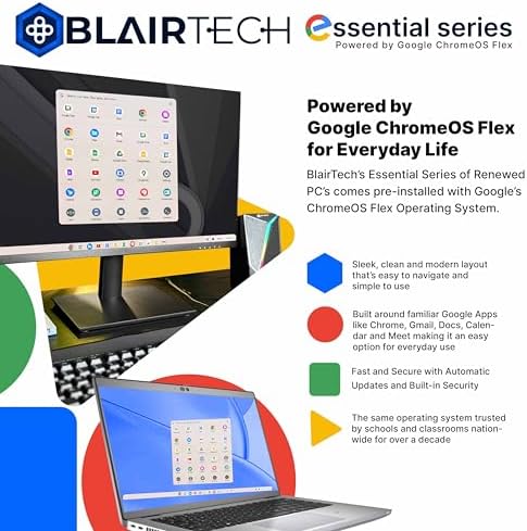 BlairTech Google ChromeOS Flex All-in-One Desktop PC with 24" Monitor | Intel Core i5 | 8 GB RAM, 128GB SSD, RGB Speakers, Wireless Keyboard & Mouse, WiFi & Bluetooth (Renewed) - Image 2