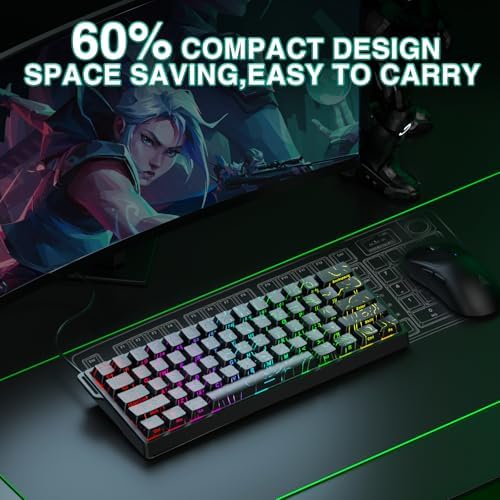 Aula WIN60 HE - 60% Mechanical Gaming Keyboard Wired, Hall Effect Magnetic Switch Hot Swappable, Adjustable Actuation RT Mode, 8000 Hz Polling Rate, RGB Keyboard 60 Percent Compact Design for PC - Image 3